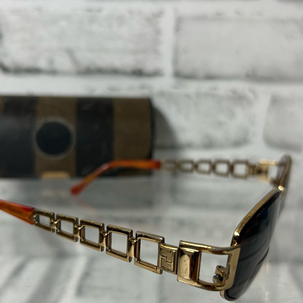 Vintage Fendi Sunglasses Made in Italy 130 Gold Black 90S